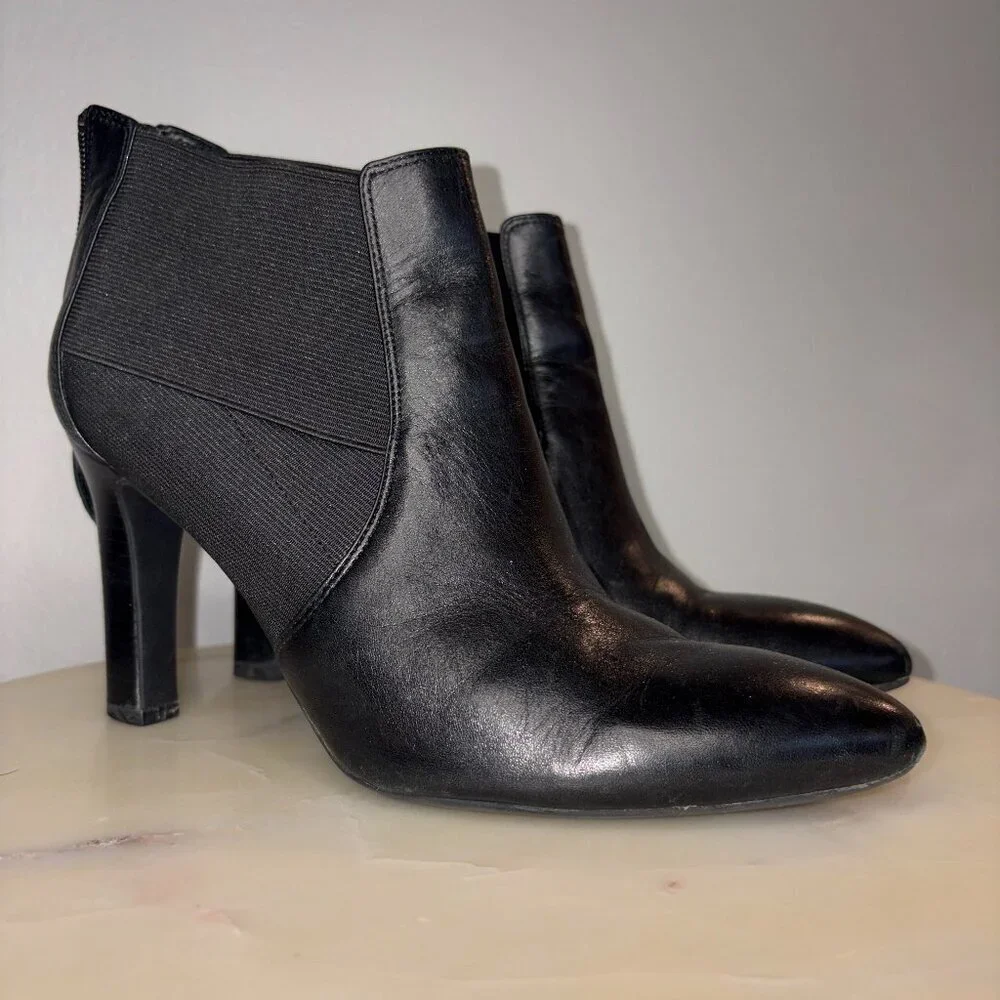Franco Sarto Viceroy Sz 7.5 Leather Heeled Ankle Bootie - Zip Heel